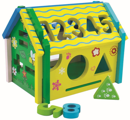 Дидактическа дървена къща - Цифри и форми