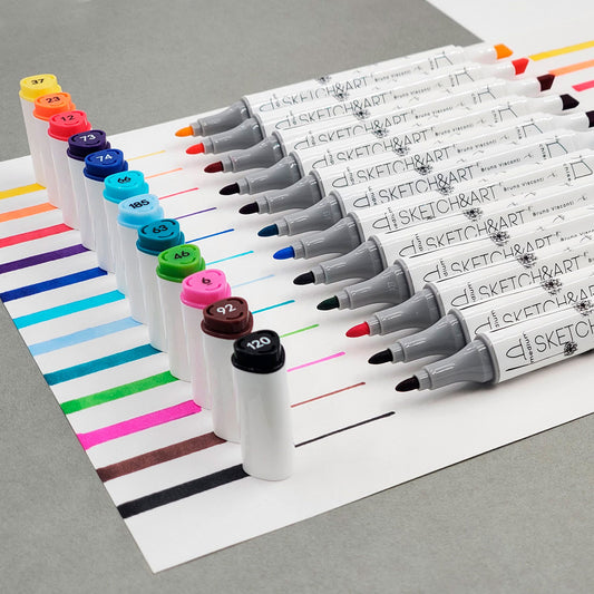 Перманентни двувърхи маркери Sketch&Art - 12 цв