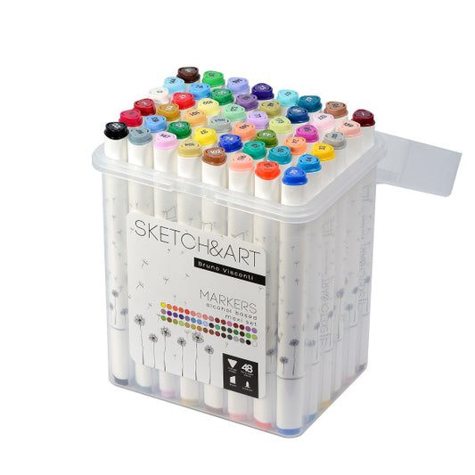 Перманентни двувърхи маркери Sketch&Art - 48 цв.