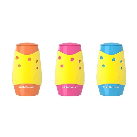 Острилка ErichKrause® Cheese, с 2 гнезда, с контейнер, асорти