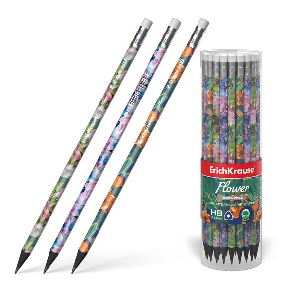 Графитен молив ErichKrause® Dots, триъгълен, пластмасов, с гумичка, HB