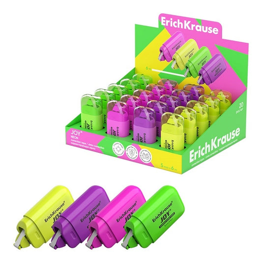 Коректор лента ErichKrause® JOY, NEON, 5 mm х 6 m