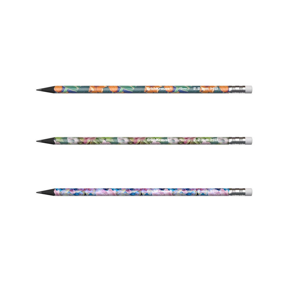 Графитен молив ErichKrause® Dots, триъгълен, пластмасов, с гумичка, HB