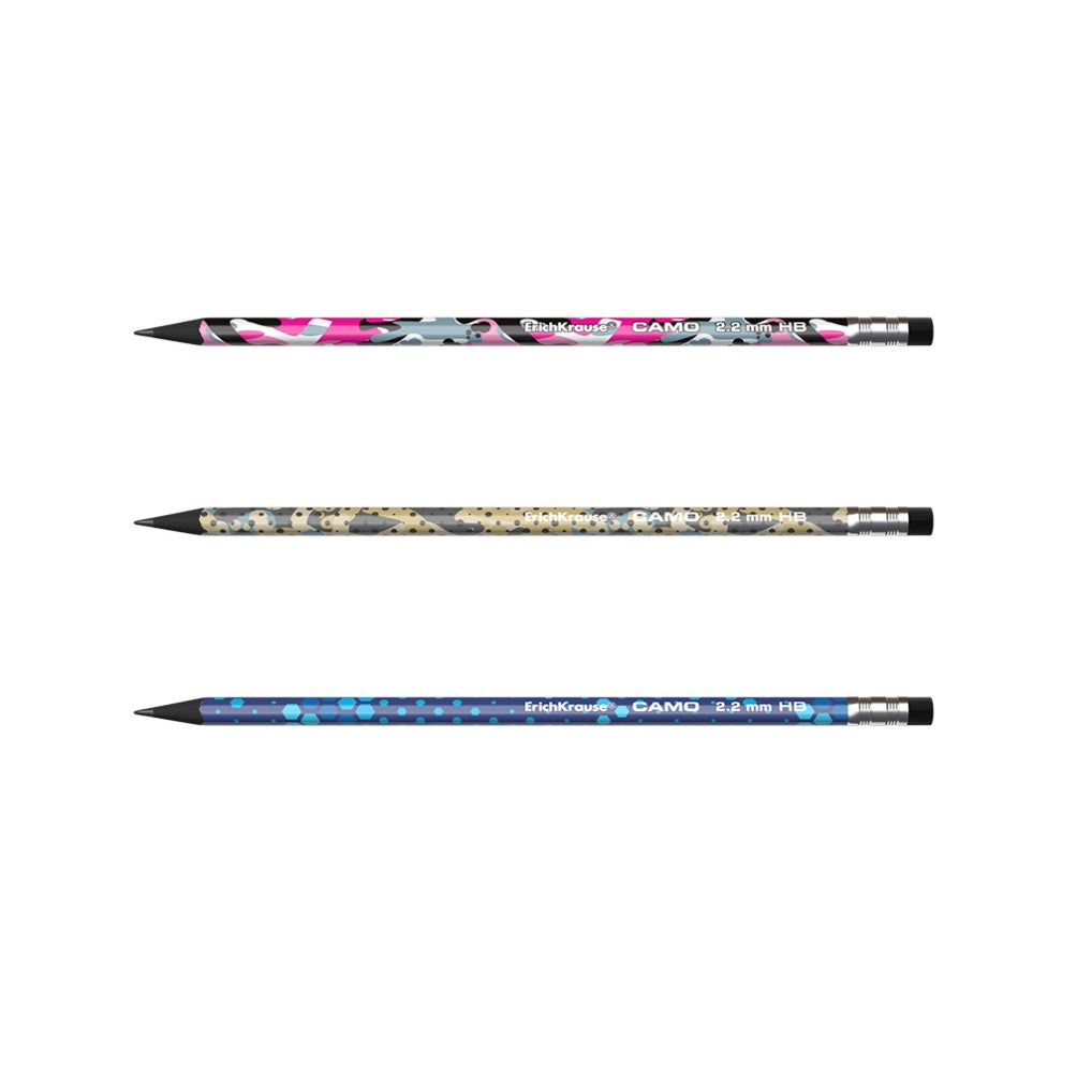 Графитен молив ErichKrause® Dots, триъгълен, пластмасов, с гумичка, HB