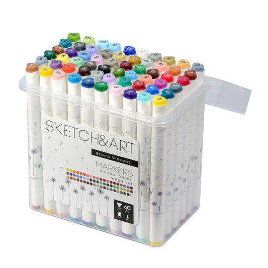 Перманентни двувърхи маркери Sketch&Art - 60 цв.