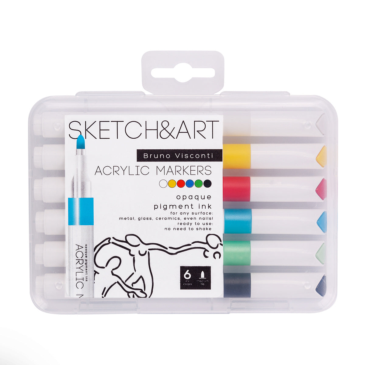 Акрилни маркери Sketch&Art - 6 цв. основни,пастелни