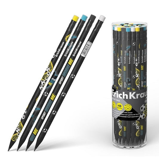 Графитен молив ErichKrause® Sport DNA.space anime, кръгъл, с гумичка, HB