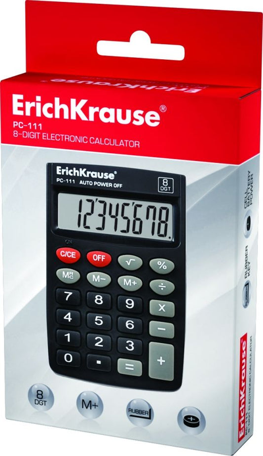 Калкулатор ErichKrause® PС-111, черен, 8 разряден