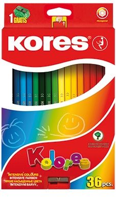 Цветни моливи KORES Kolores, шестоъгълни, 36 цвята