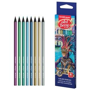 Цветни моливи ErichKrause ArtBerry® Metallic, шестоъгълни, 8 цвята