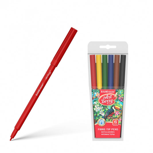 Флумастери ErichKrause ArtBerry® Super Washable, 6 цвята