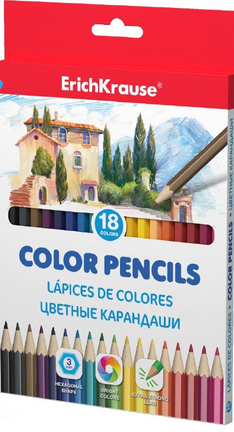 Цветни моливи ErichKrause® 3 mm, 18 цвята